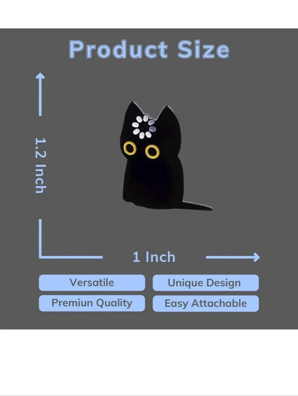 Black Cat Enamel Pin with Yellow Eyes - Cute Cat Accessory